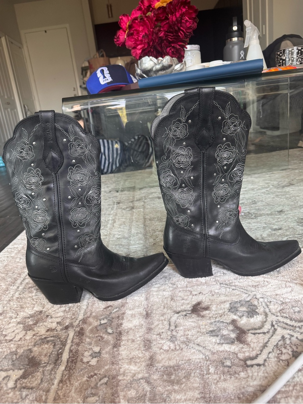 13” Western Black Rosewood Crush by Durango Women’s Boots Size 9M